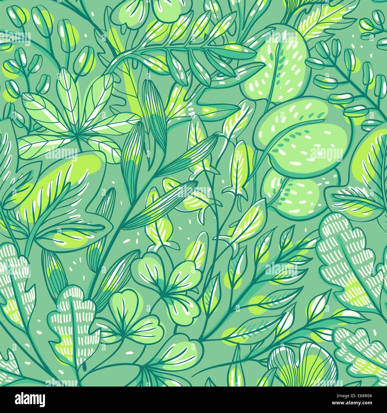 vector floral seamless pattern with fresh green leaves Stock Vector ...