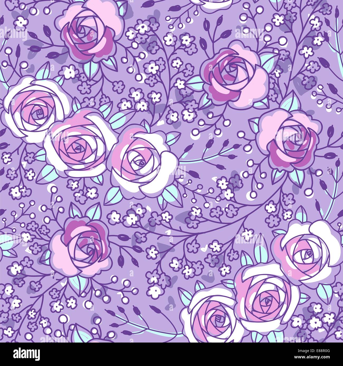 vector floral seamless pattern with vintage blooming roses Stock Vector ...