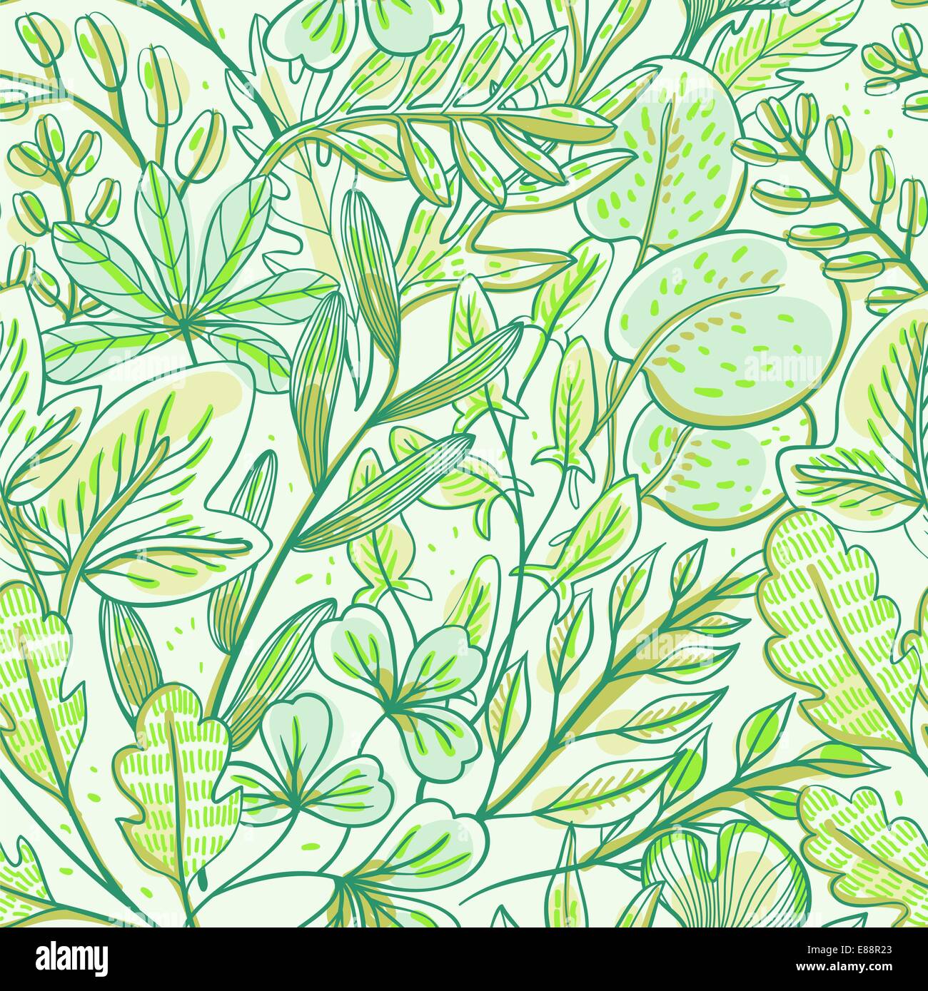vector floral seamless pattern with fresh leaves Stock Vector Image ...