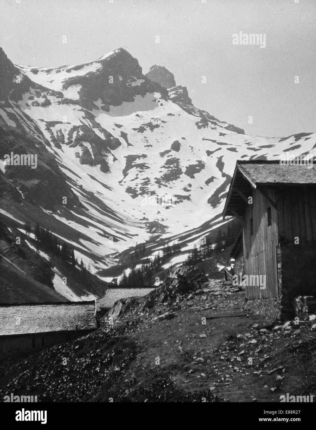 Les Dents de Marcles from the direction of the Croix de Javernaz. 1912. Reproduced from a glass lantern slide. Stock Photo