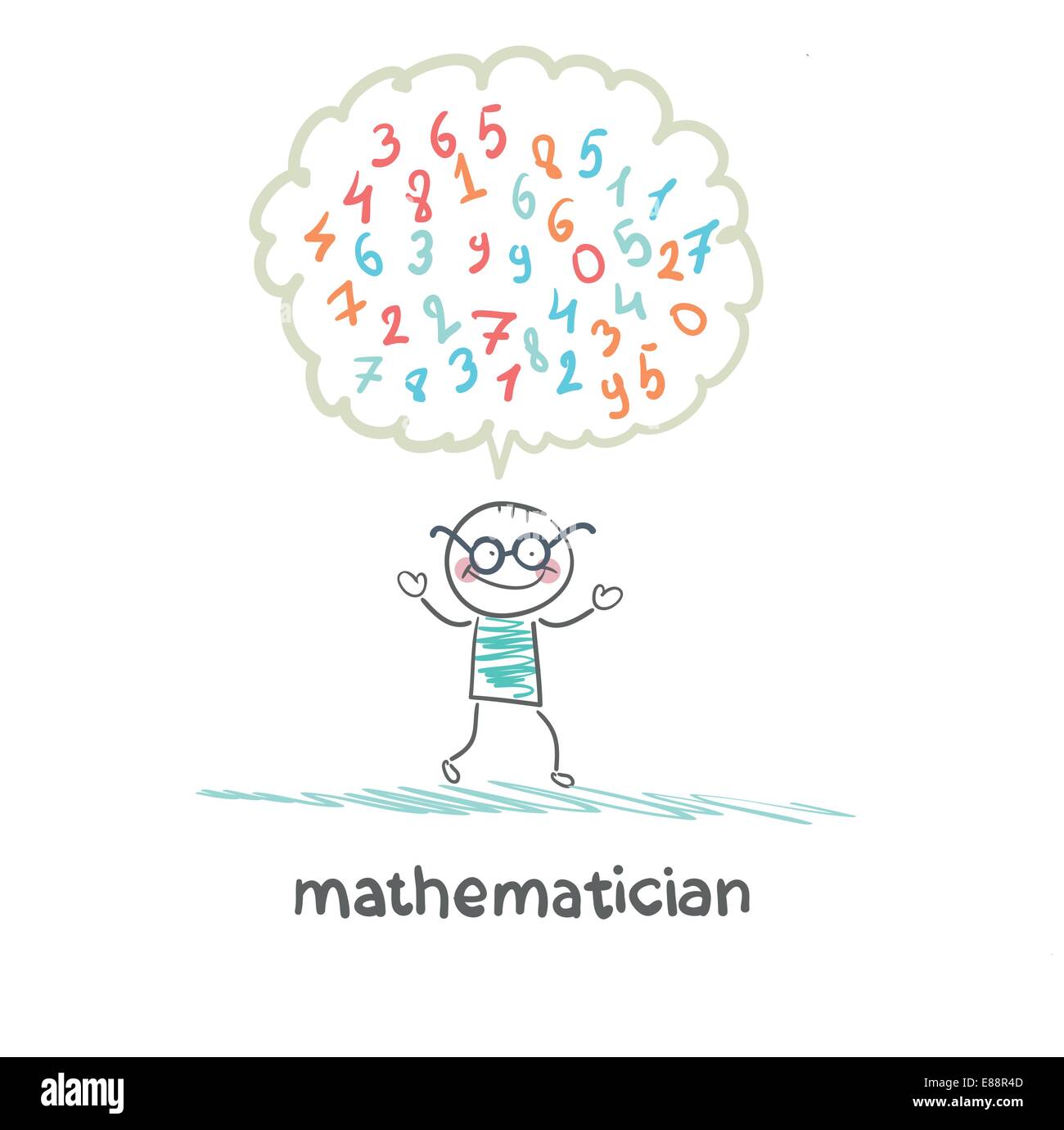 mathematician thinks about numbers Stock Vector