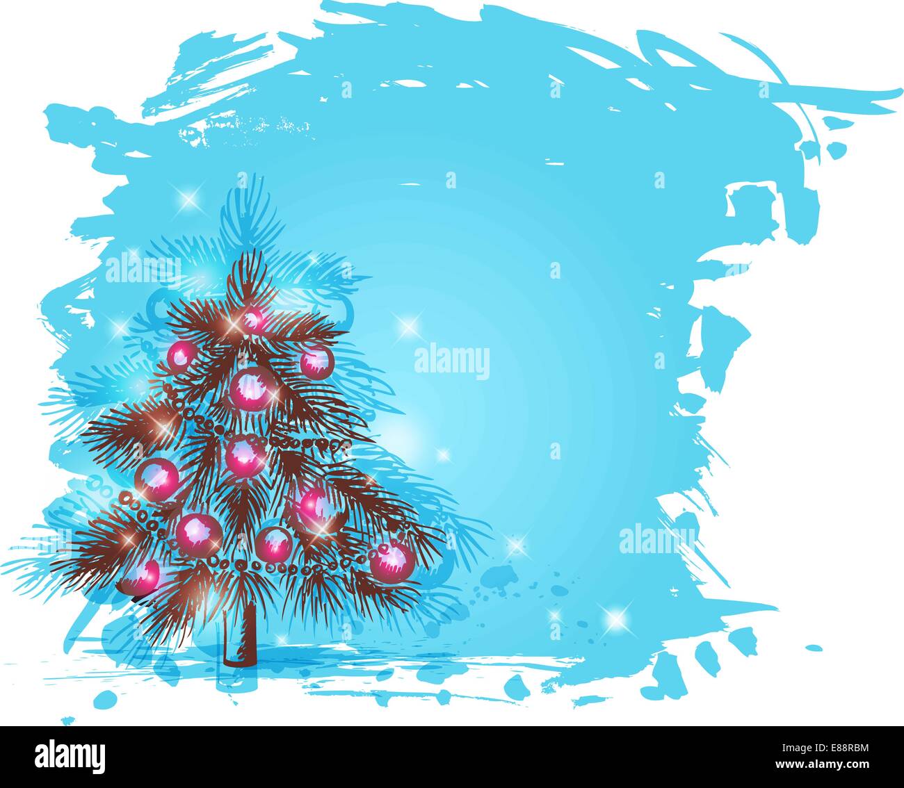 Blue vector shining background with Christmas tree Stock Vector Image ...