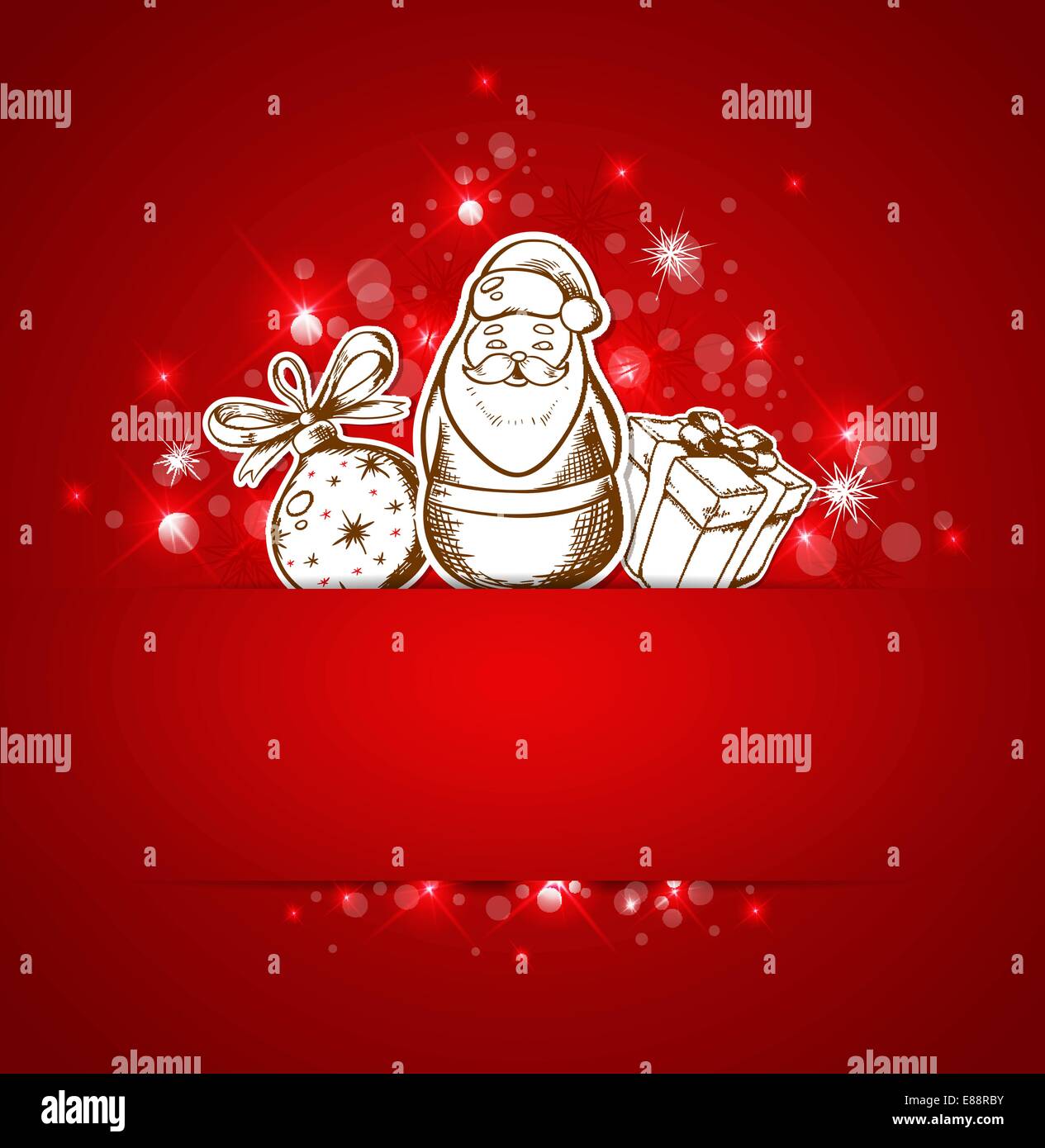 Vector red Christmas background with Santa Claus Stock Vector Image ...