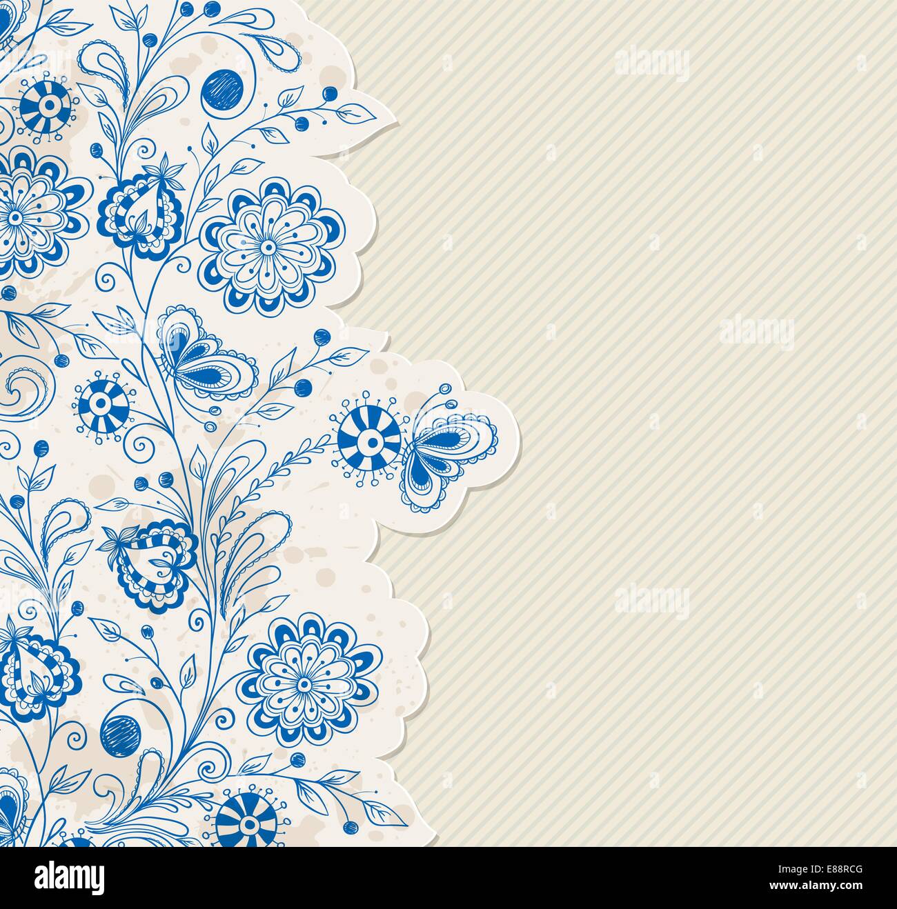 Vector background with blue hand drawn flowers Stock Vector Image & Art ...