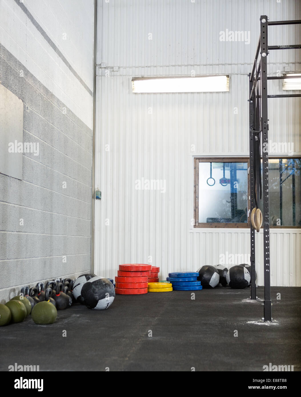 Exercise Equipment At Gym Stock Photo Alamy