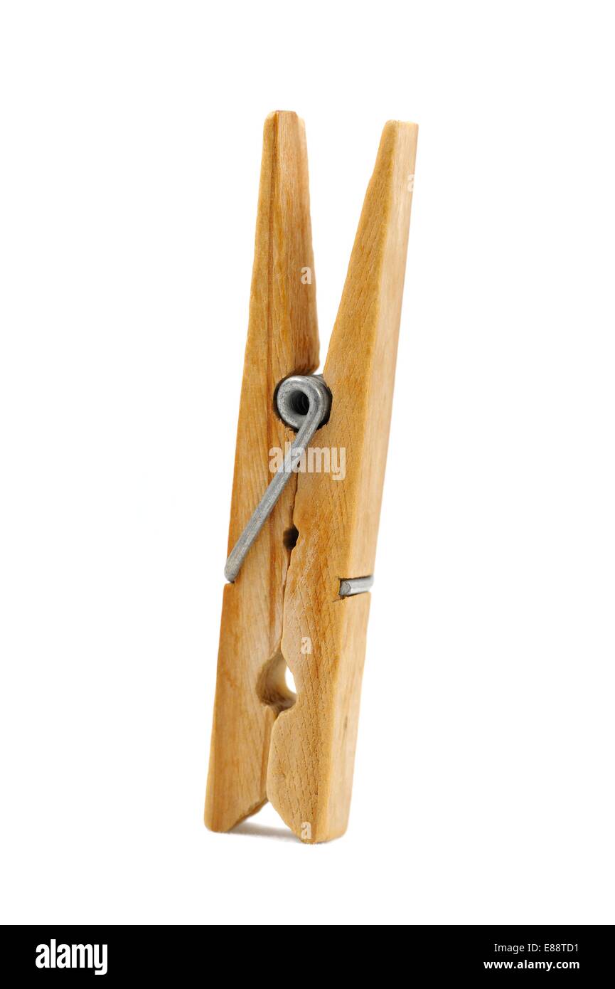 Wooden Clothes Pin With Path Stock Photo, Picture and Royalty Free