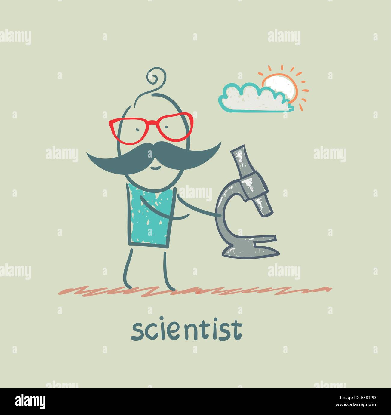 Scientist on microscope working Stock Vector Images - Alamy