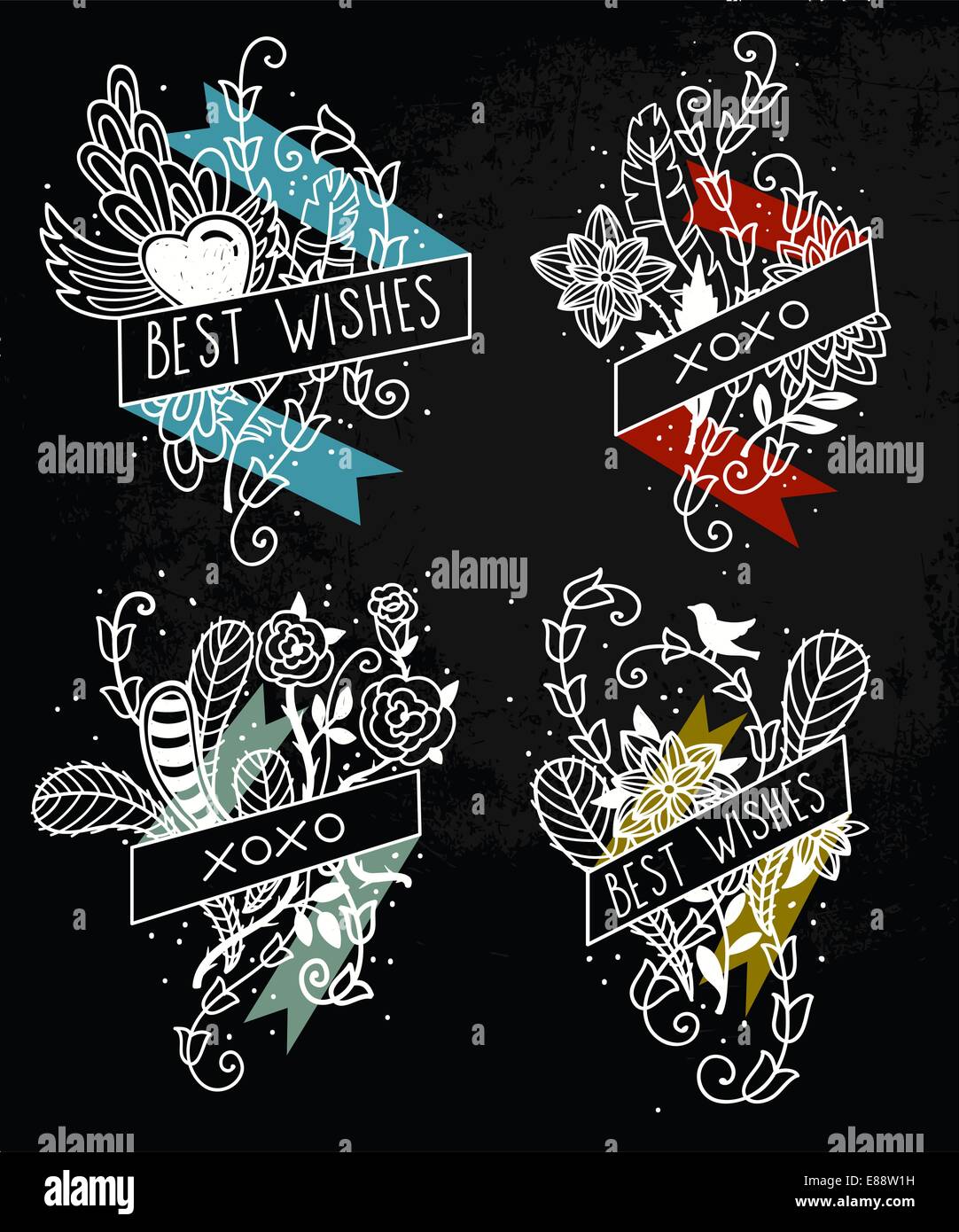 vector set of vintage floral elements Stock Vector Image & Art - Alamy