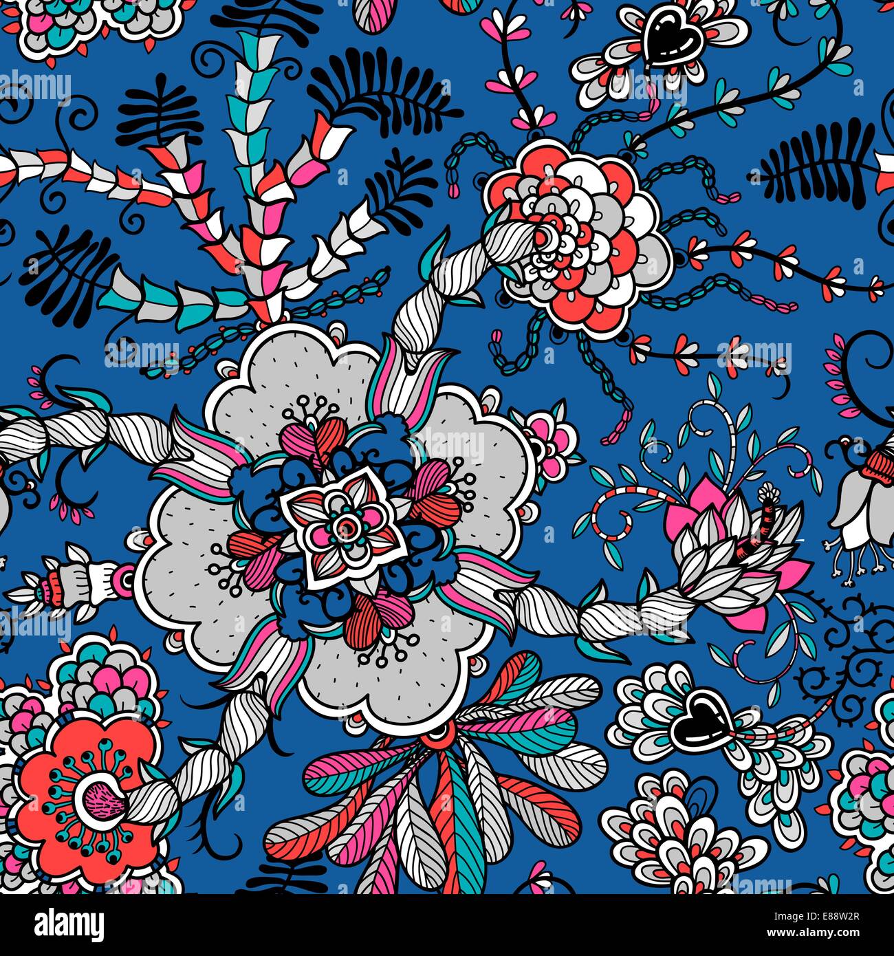 vector seamless pattern with abstract colorful floral elements Stock ...