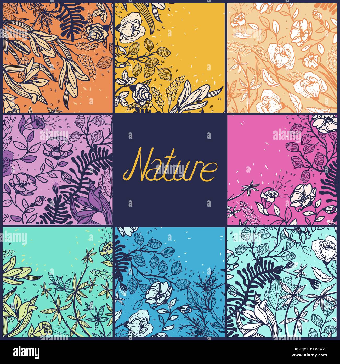 vector set of colorful floral backgrounds Stock Vector Image & Art - Alamy