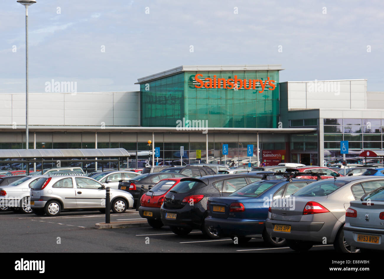 A view of Sainsbury's supermarket at Longwater Retail Park, Costessey, Norwich, Norfolk, England, United Kingdom. Stock Photo
