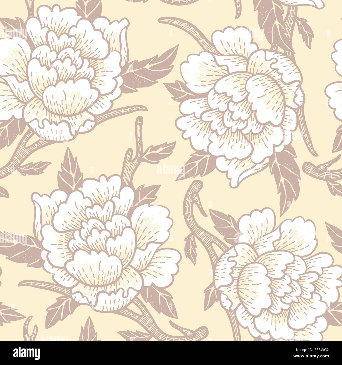 vector floral seamless pattern with vintage blooming roses Stock Vector ...
