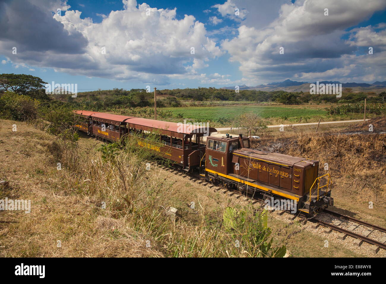 Railway train, Valle de los Ingenios, UNESCO Site, Trinidad, Sancti Spiritus Province, Cuba, West Indies Stock Photo