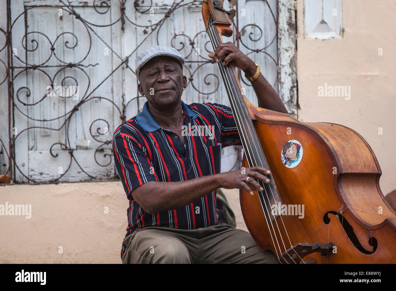 Musician, Santiago de Cuba, Santiago de Cuba Province, Cuba, West Indies, Caribbean, Central America Stock Photo