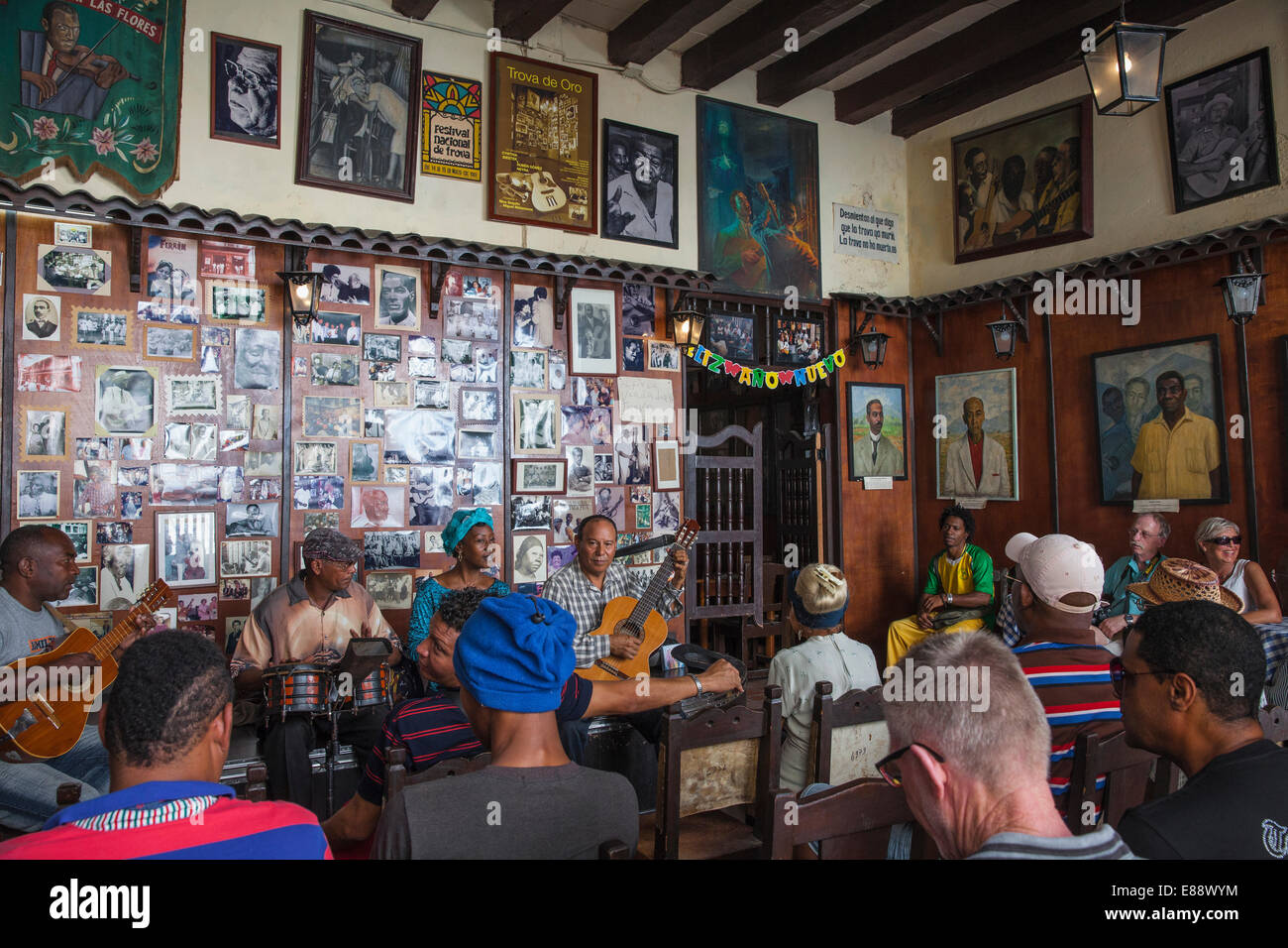 Trova musicians at Casa de La Trova (traditional poets and singers house), Santiago de Cuba, Cuba, West Indies Stock Photo