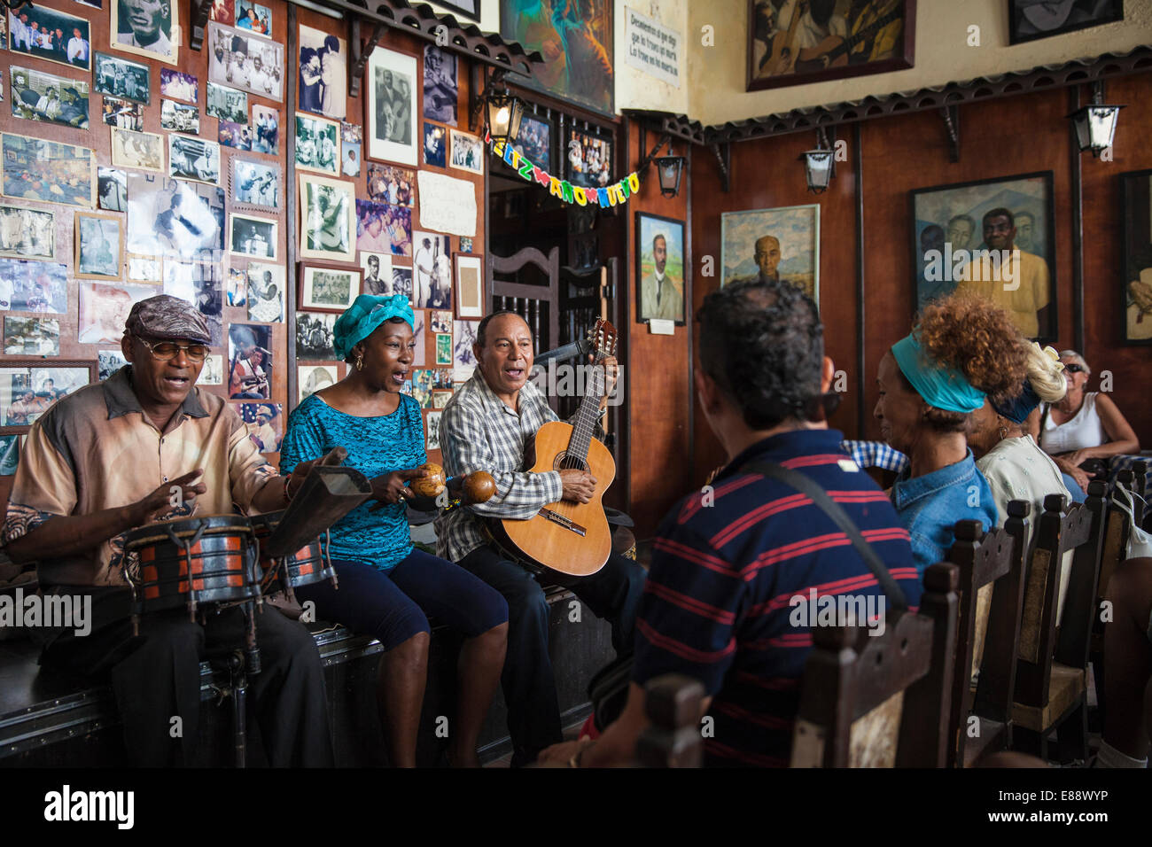 Trova musicians at Casa de La Trova (traditional poets and singers house), Santiago de Cuba, Cuba, West Indies Stock Photo