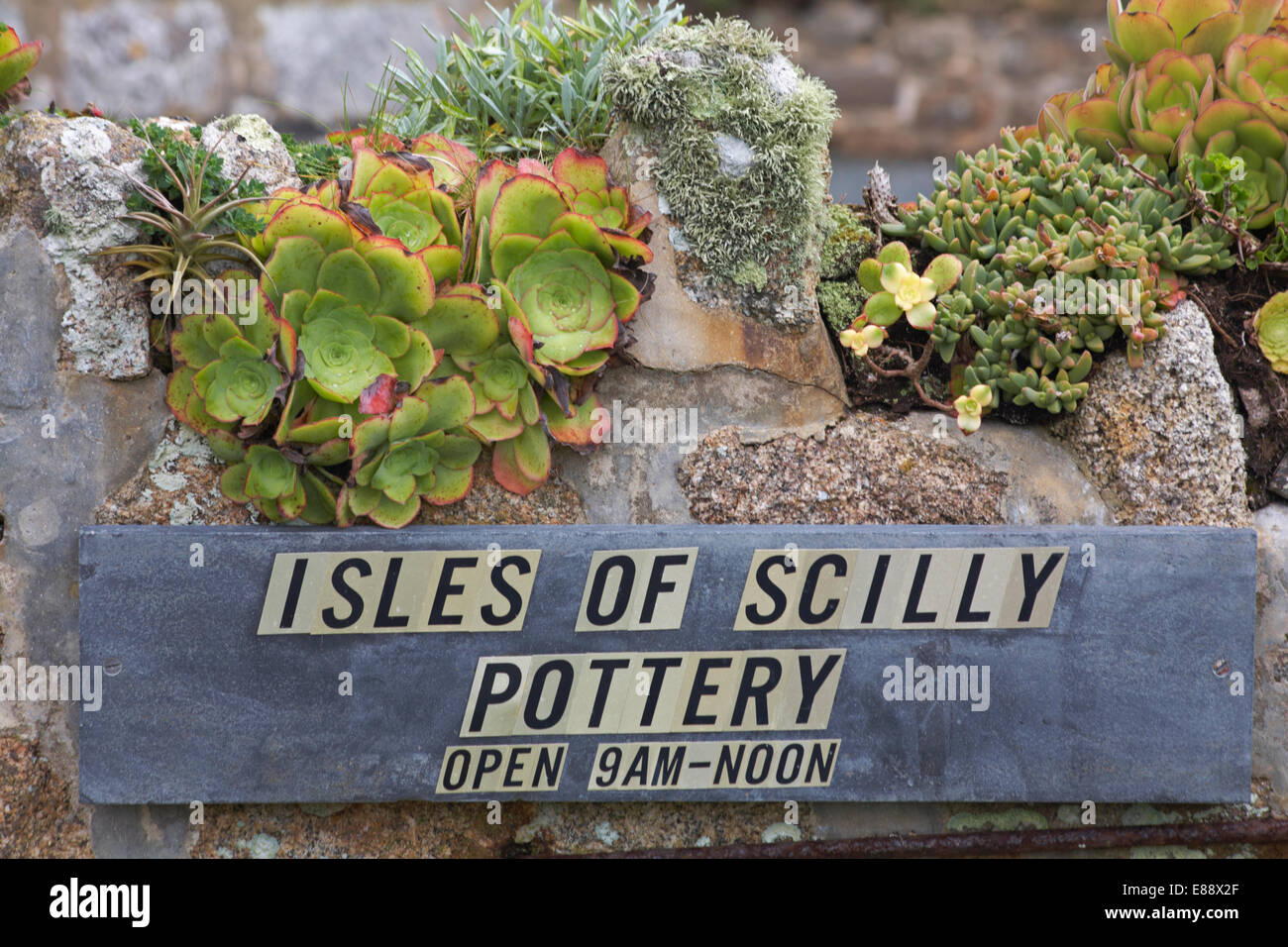 Isles of Scilly Pottery sign at St Marys, Isles of Scilly, Scillies