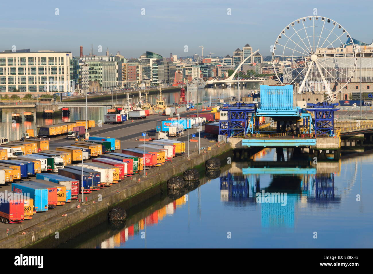 Port of Dublin reflections, Dublin, Republic of Ireland, Europe Stock Photo