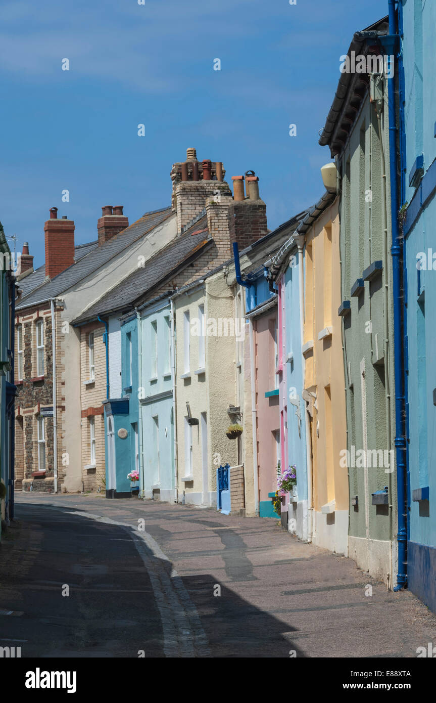 Original terrace houses preserved using pastel colours, Appledore, North Devon, England, United Kingdom, Europe Stock Photo