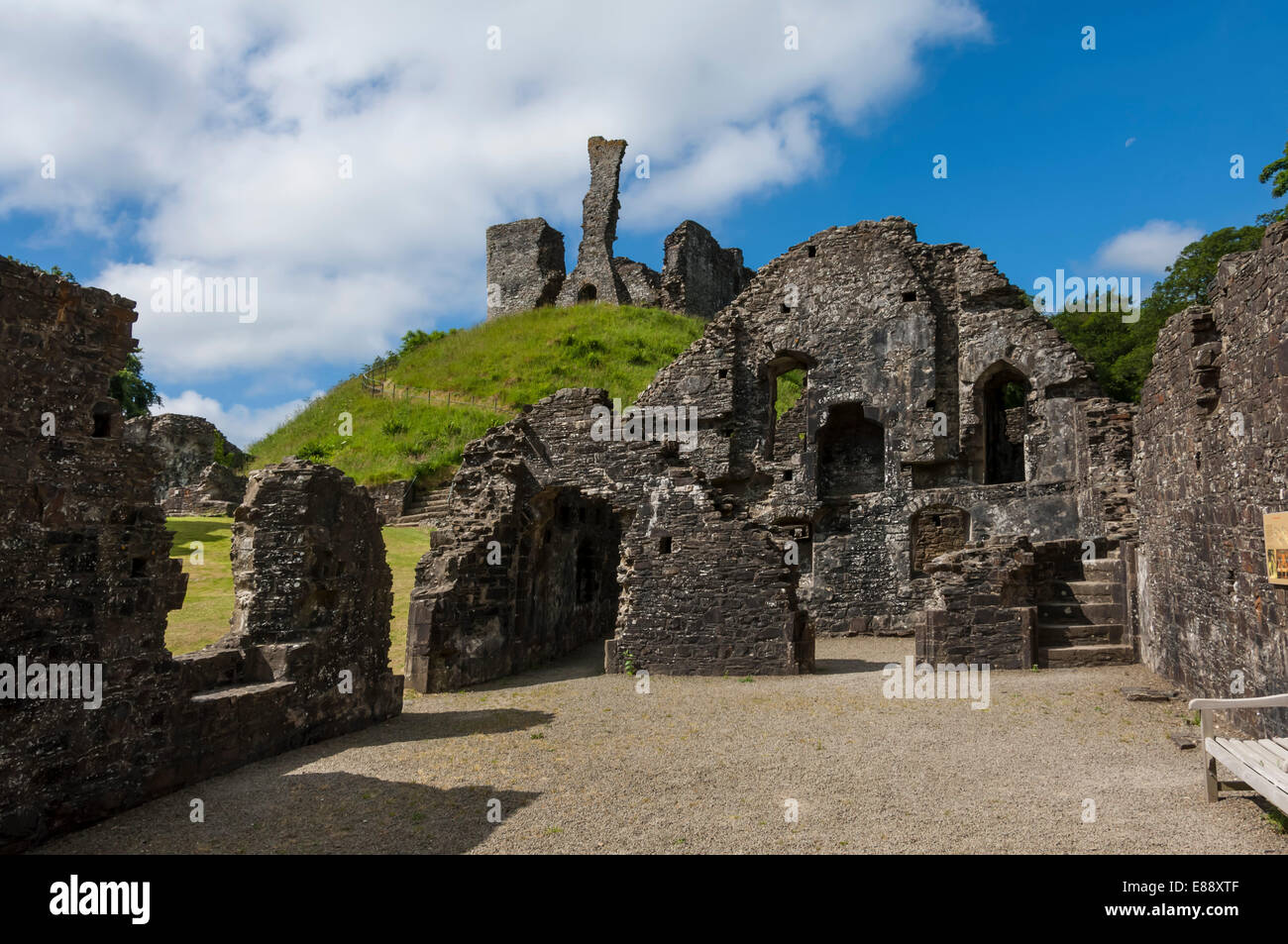 The 11th century motte and bailey castle, Okehampton, Devon, England, United Kingdom, Europe Stock Photo