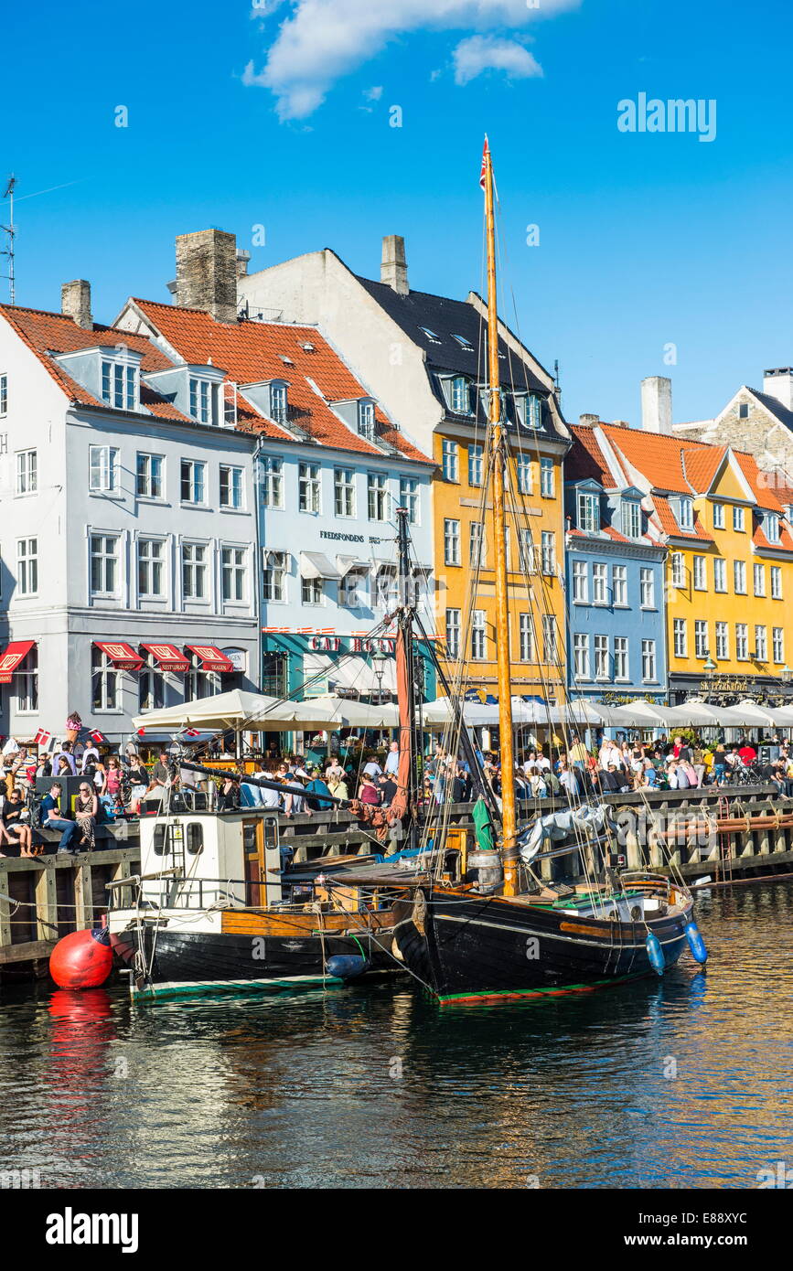 Fishing boats in Nyhavn, 17th century waterfront, Copernhagen, Denmark, Scandinavia, Europe Stock Photo