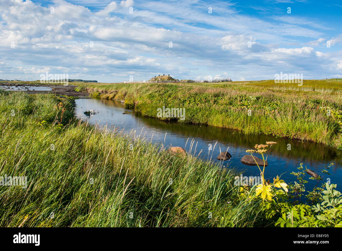 Norse settlement, L'Anse aux Meadows National Historic Site, UNESCO Site, only Viking site in America, Newfoundland, Canada Stock Photo