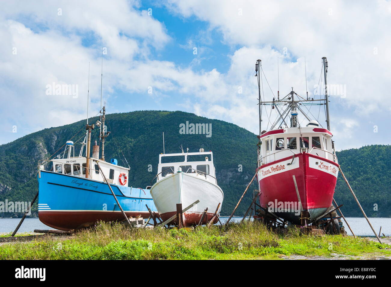 Fishing boat in Corner Brook, Newfoundland, Canada, North America Stock