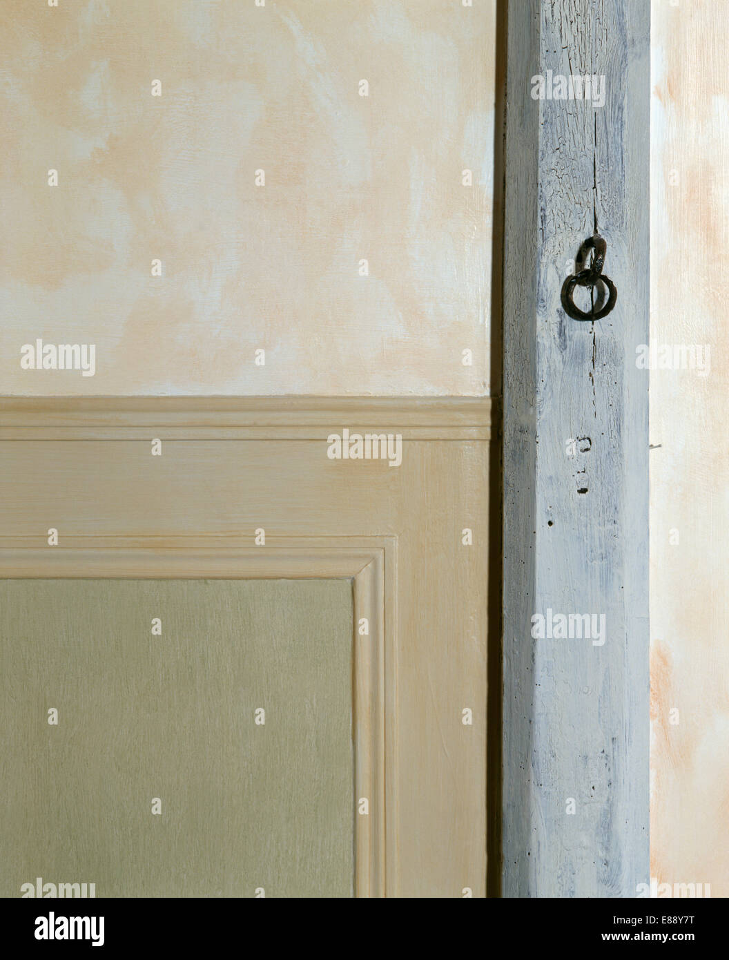 Close-up of sponging effect wall and dado panelling Stock Photo