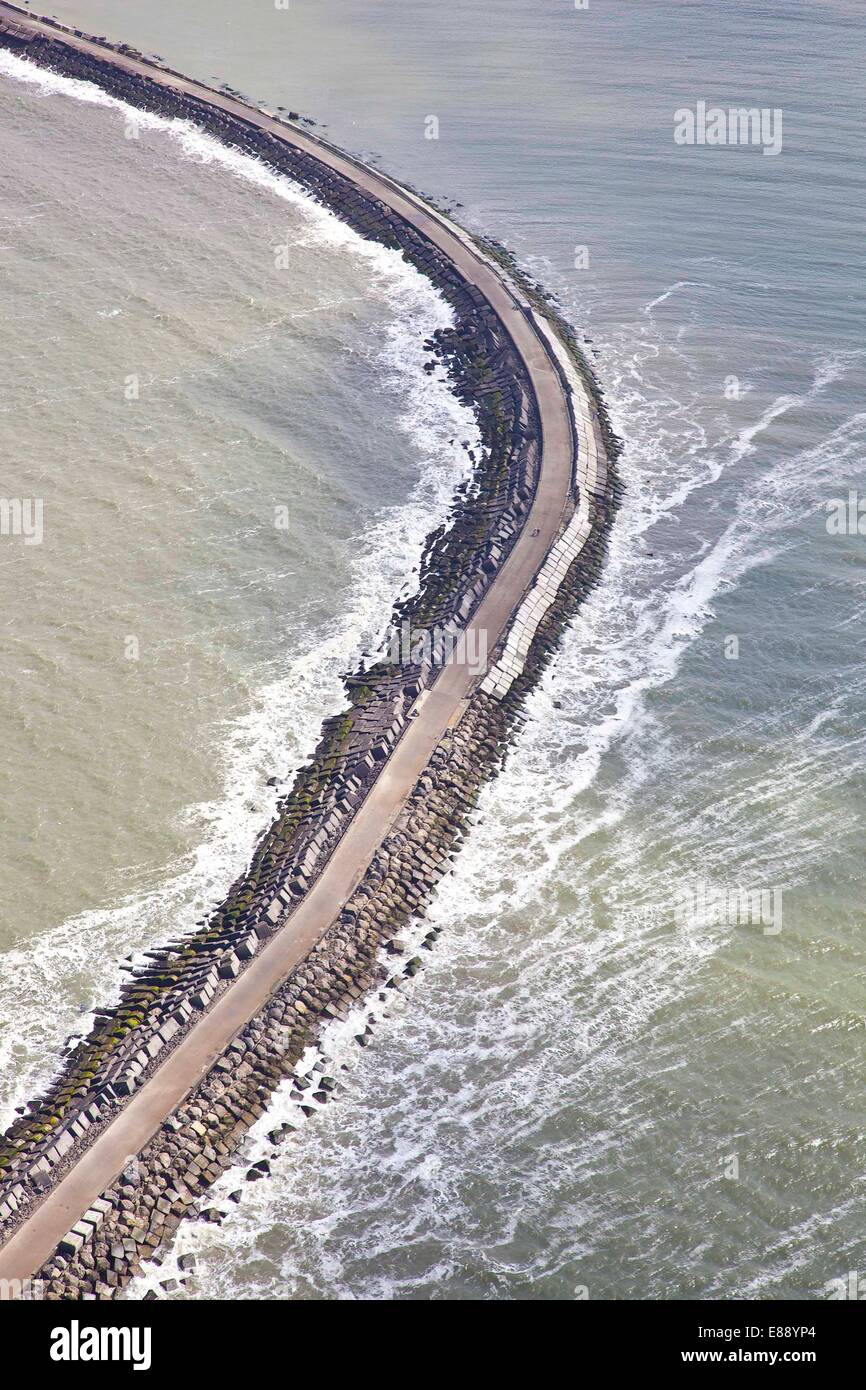 Pier from above in sea at IJmuiden, The Netherlands Stock Photo