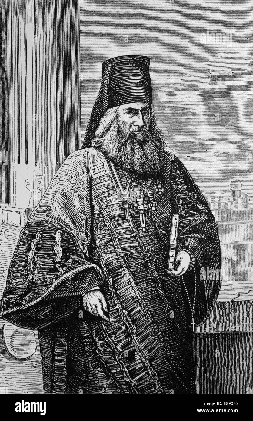 Europe. Eastern Orthodox Church. Greek Orthodox cleric, 1870. Engraving. Stock Photo