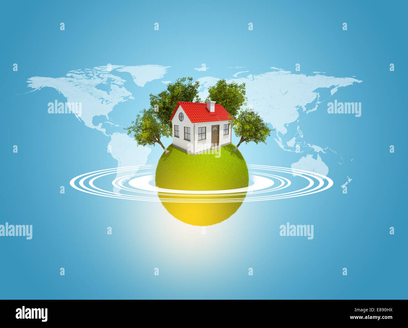 Earth with house and trees Stock Photo - Alamy