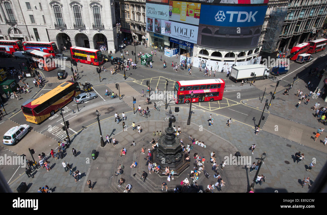 Piccadilly Circus built in 1819 to connect Regent Street to Piccadilly.It has a statue to Eros the Greek God of Love Stock Photo