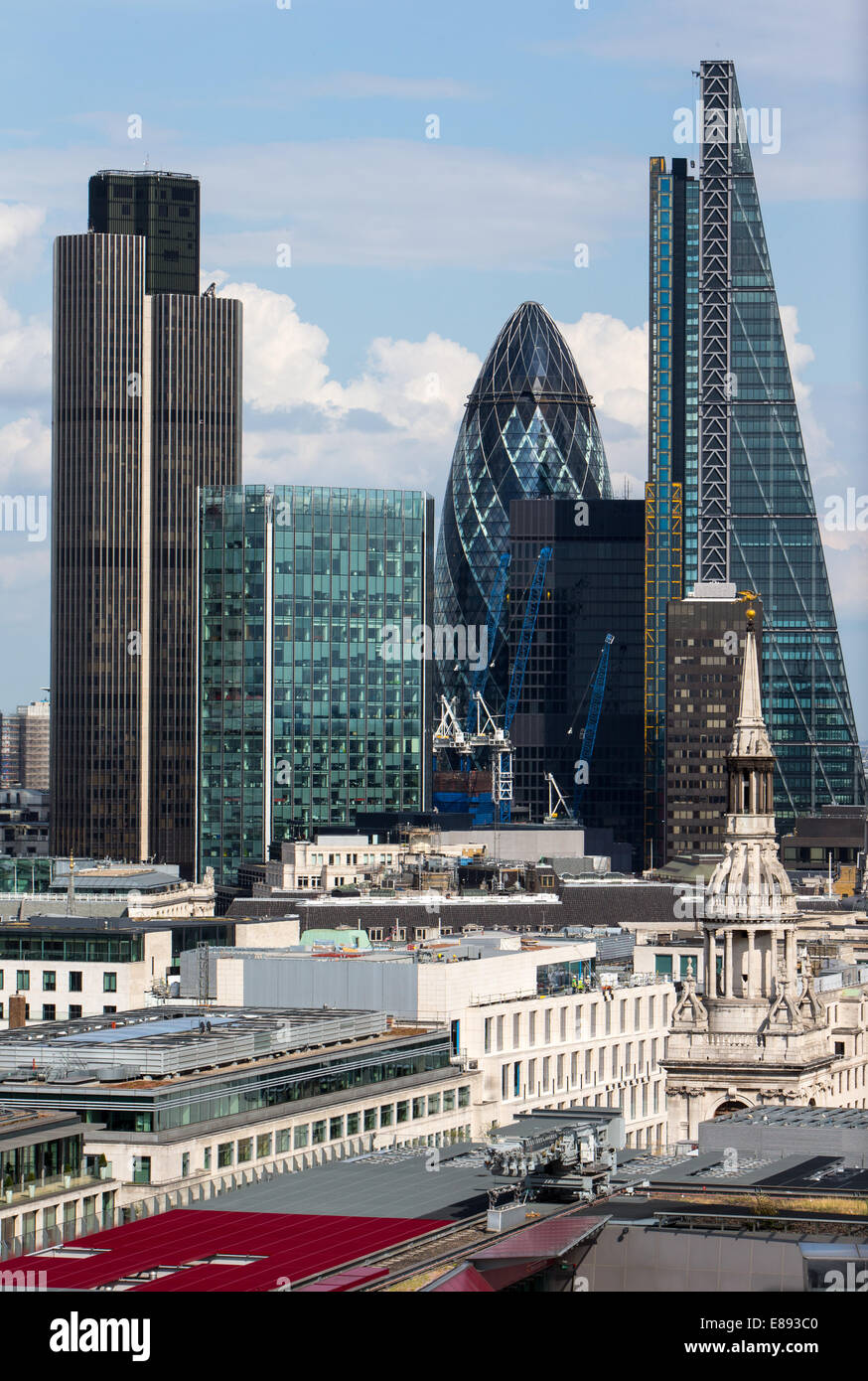 The City of London showing Tower 42,the Gherkin and the Cheesegrater Stock Photo