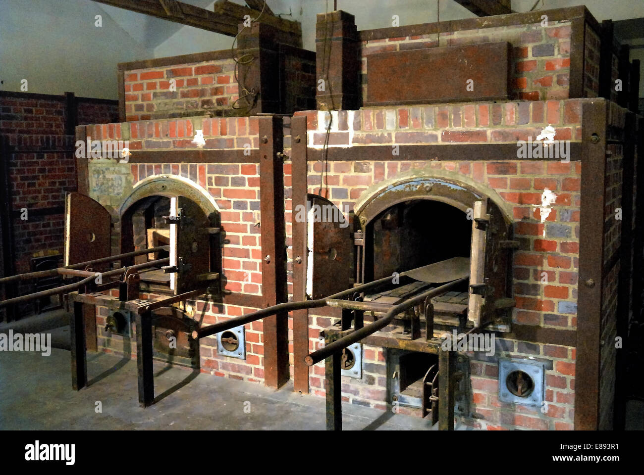 Germany, the Nazi concentration camp of Dachau.The crematoria ovens where the bodies were cremated. Stock Photo