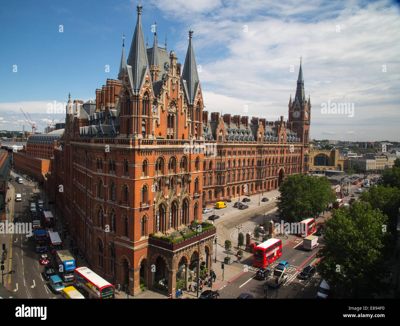 St Pancras International station serving Eurostar completed in 1868-Classic Victorian example of Gothic  architecture Stock Photo