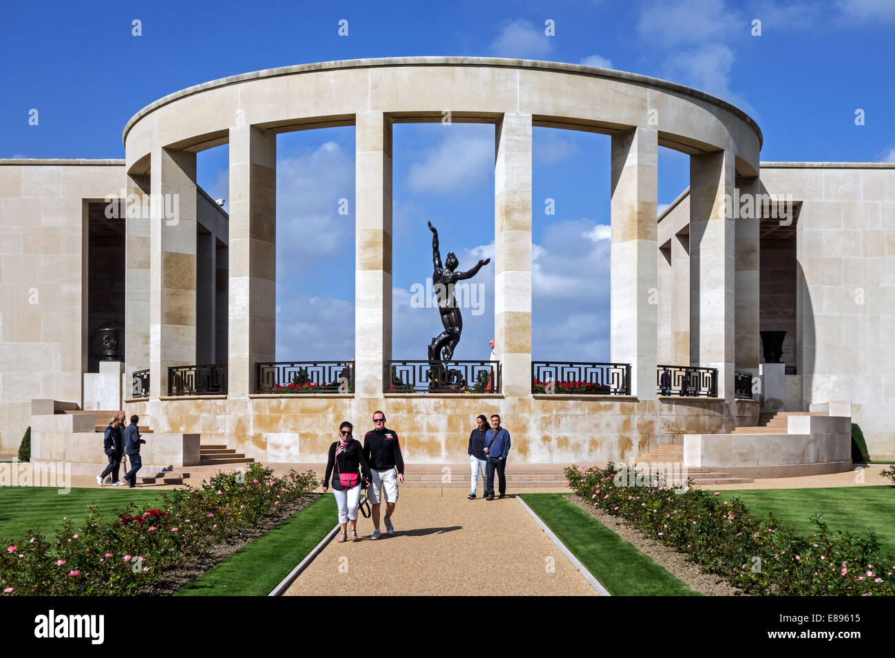 Tourists visiting the Normandy American Cemetery and Memorial, Omaha Beach, Colleville-sur-Mer, Normandy, France Stock Photo