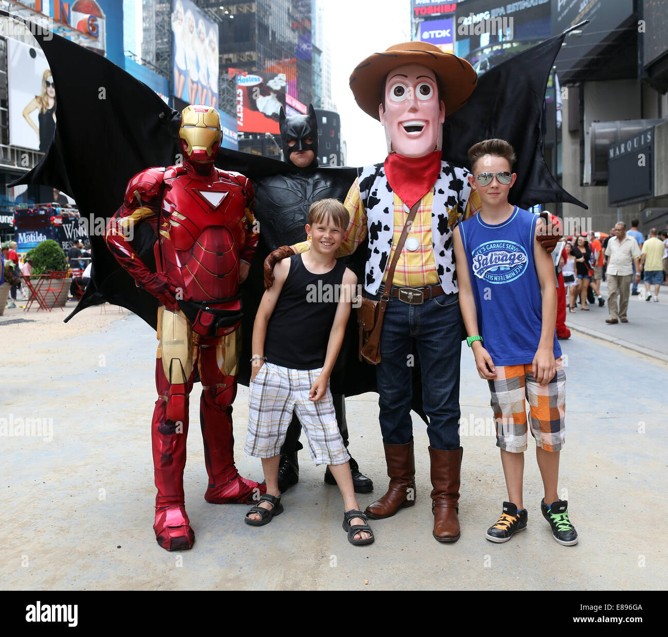 New York, USA, boys can be customized with Batman, Spiderman and Cowboy Sheriff Woody photograph Stock Photo