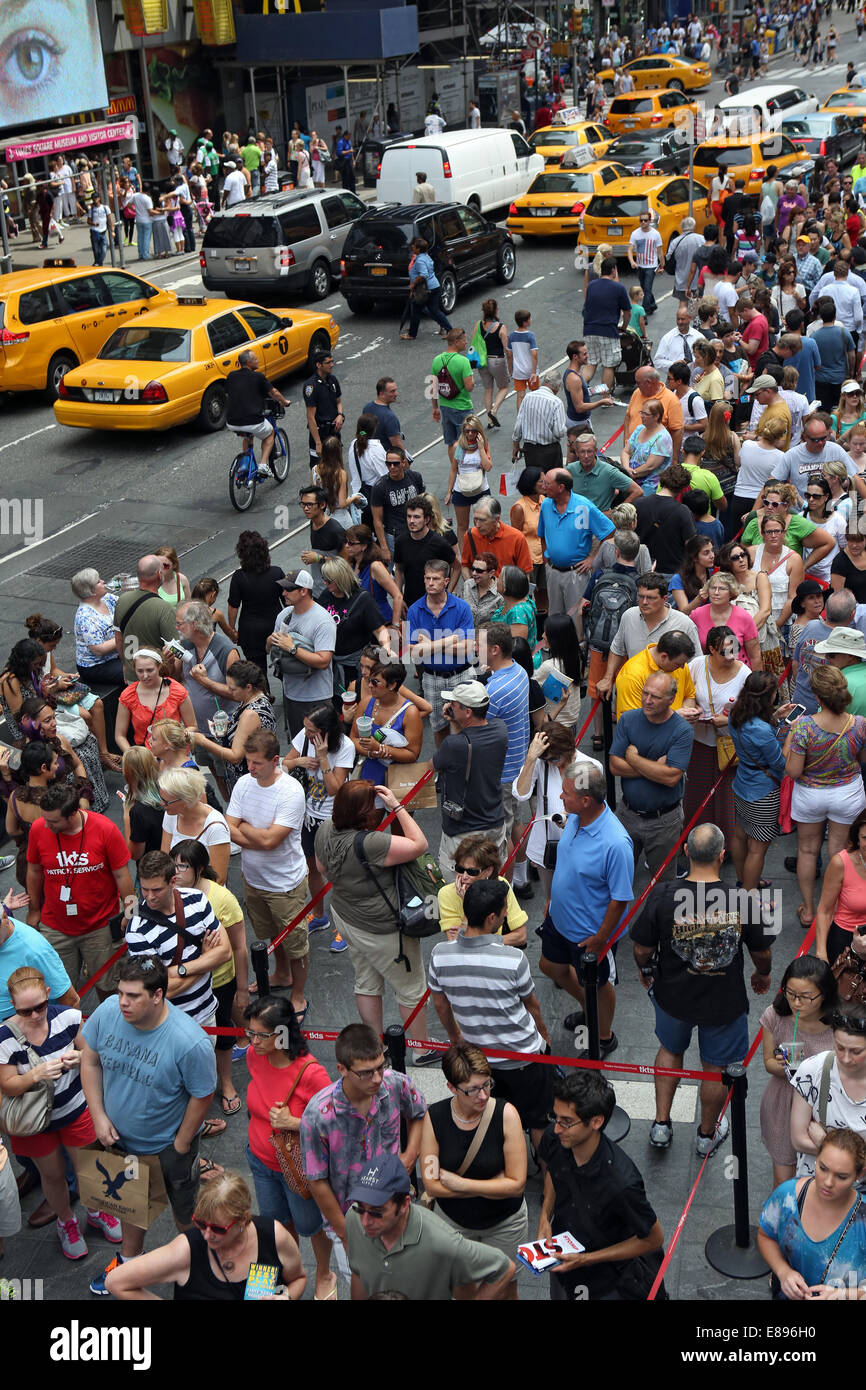 New York, United States, people standing in a queue Stock Photo