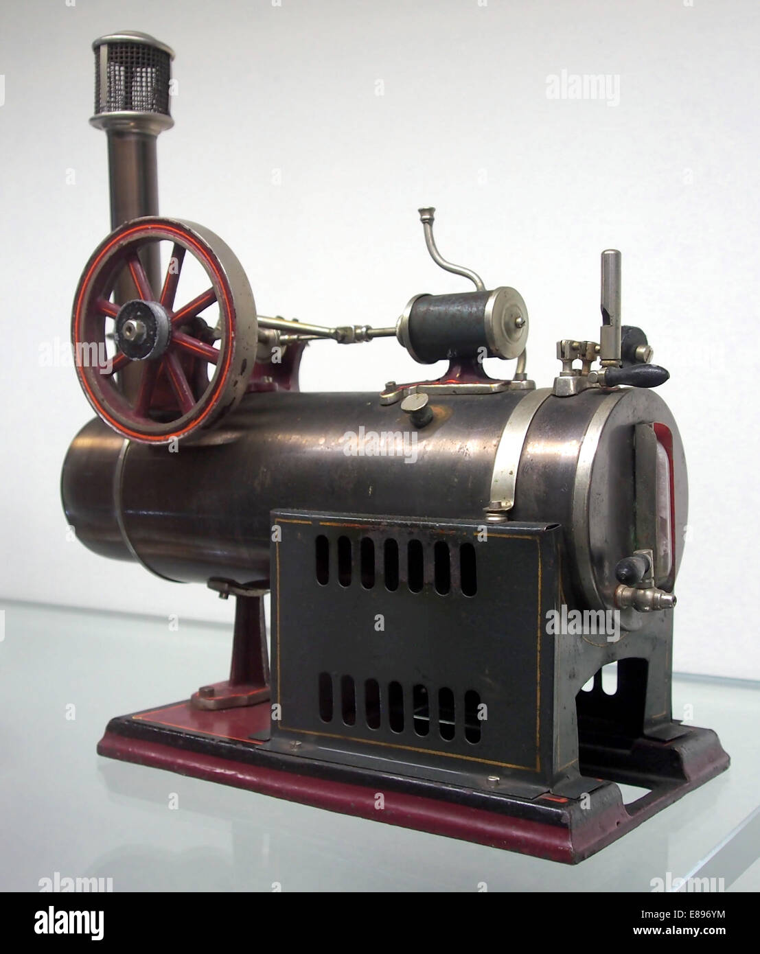 A toy steam engine displayed at the Musée du Jouet in Colmar, France ...