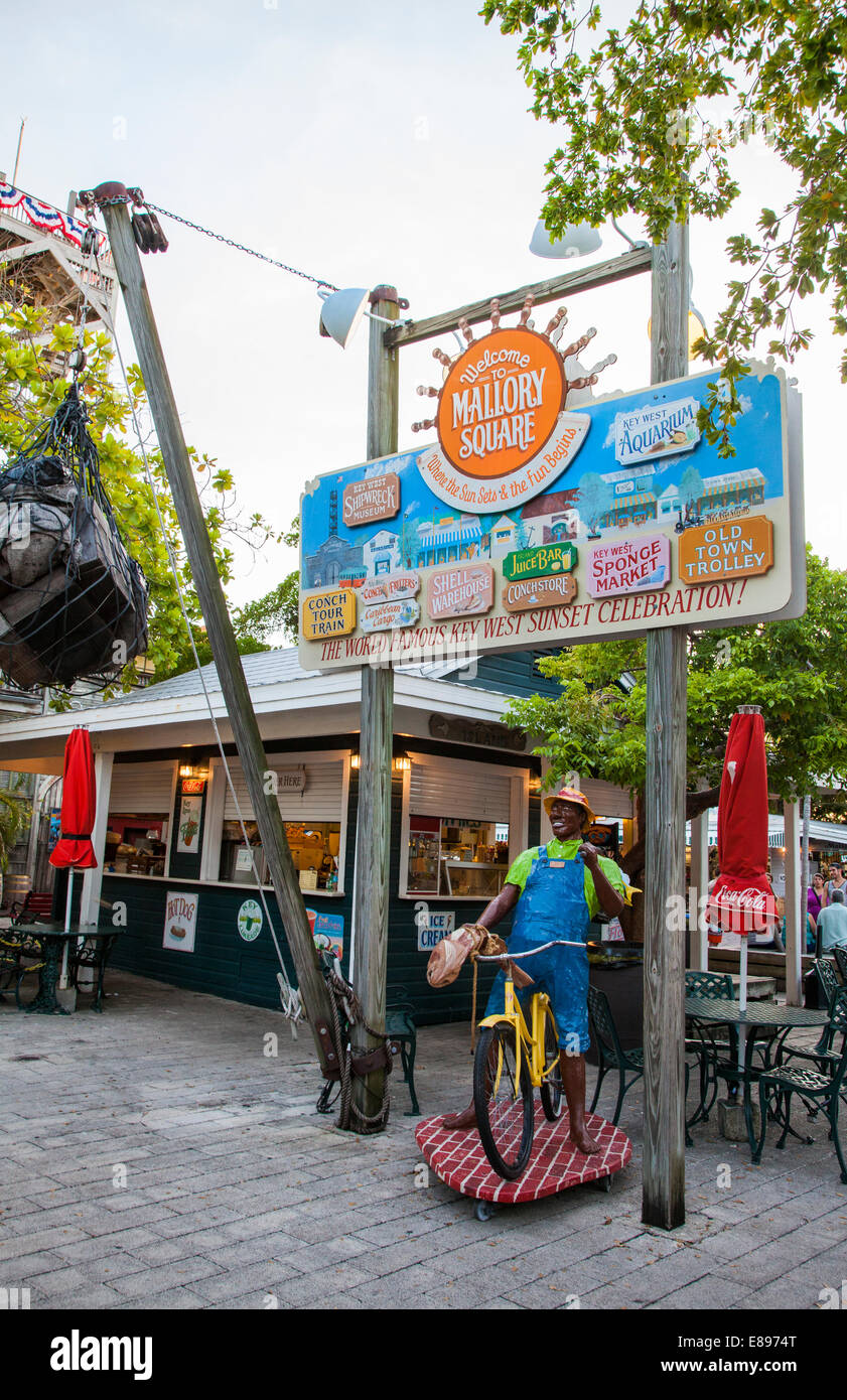 Mallory Square sign Key West Florida Keys Stock Photo