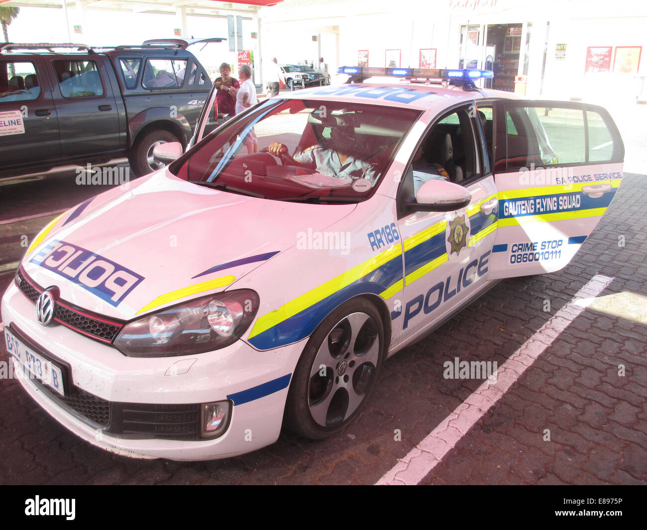 SOUTH AFRICAN POLICE - Gauteng Flying Squad car. Photo Tony Gale Stock Photo