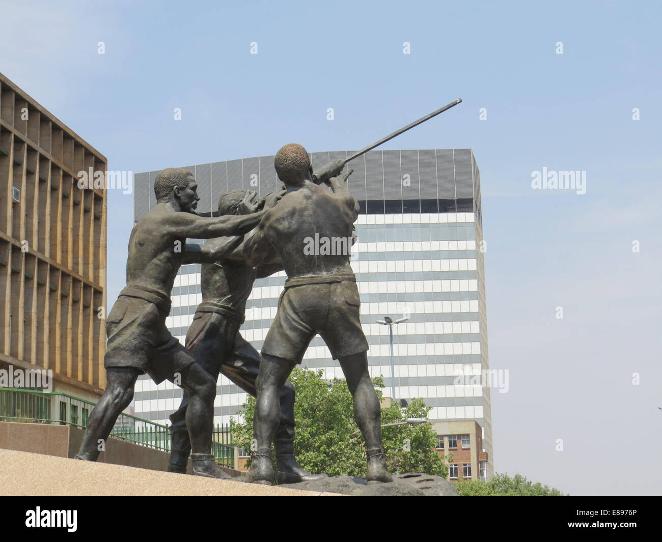JOHANNESBURG, South Africa. Bronze statue of gold miners erected in