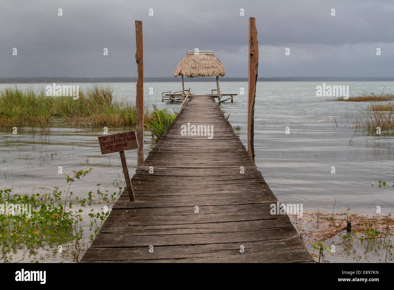 Dusk at Lake Peten Itza, El Remate, Flores, Travel to Guatemala Stock Photo