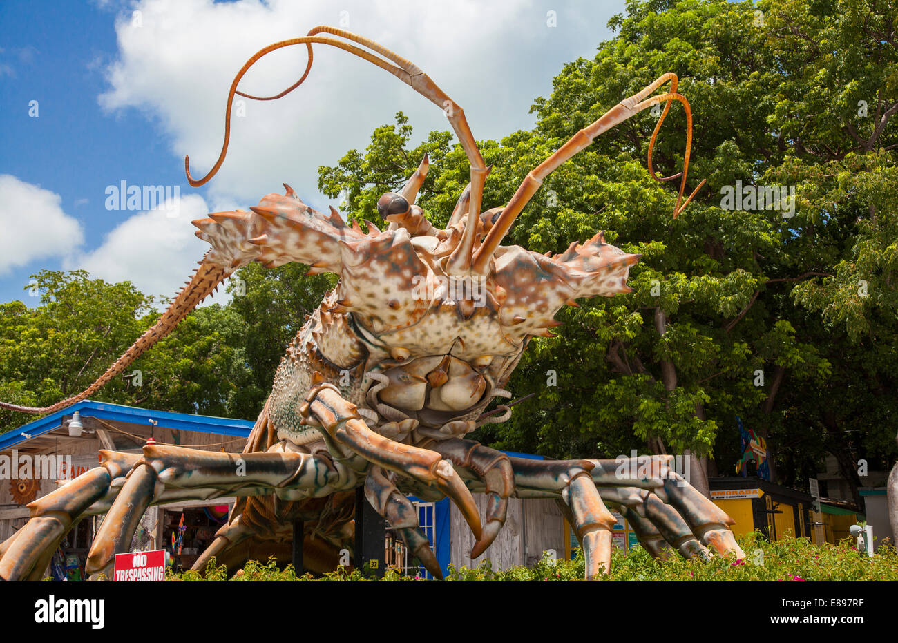 Giant Florida Spiny Lobster sculpture at the Rain Barrel shops on