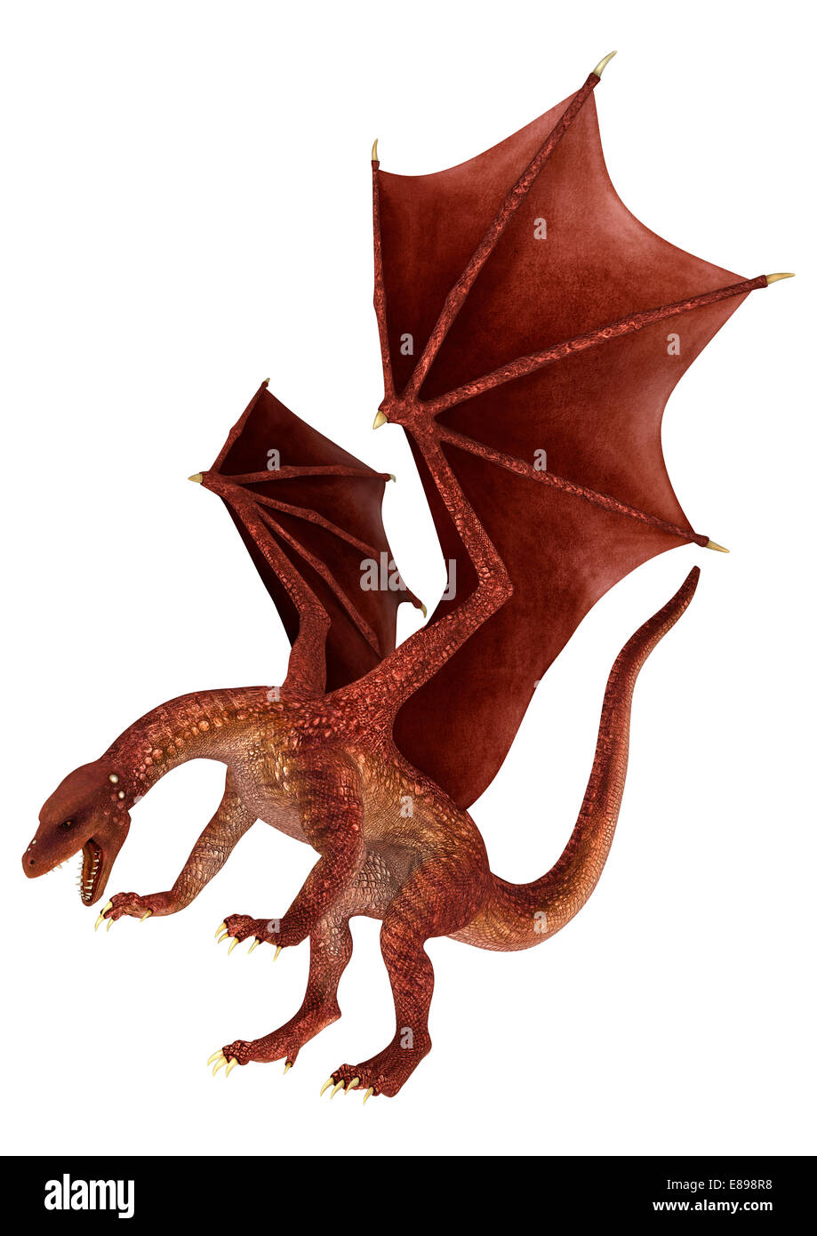 3D digital render of a pouncing red fantasy dragon isolated on white  background Stock Photo - Alamy, image size:919x1390