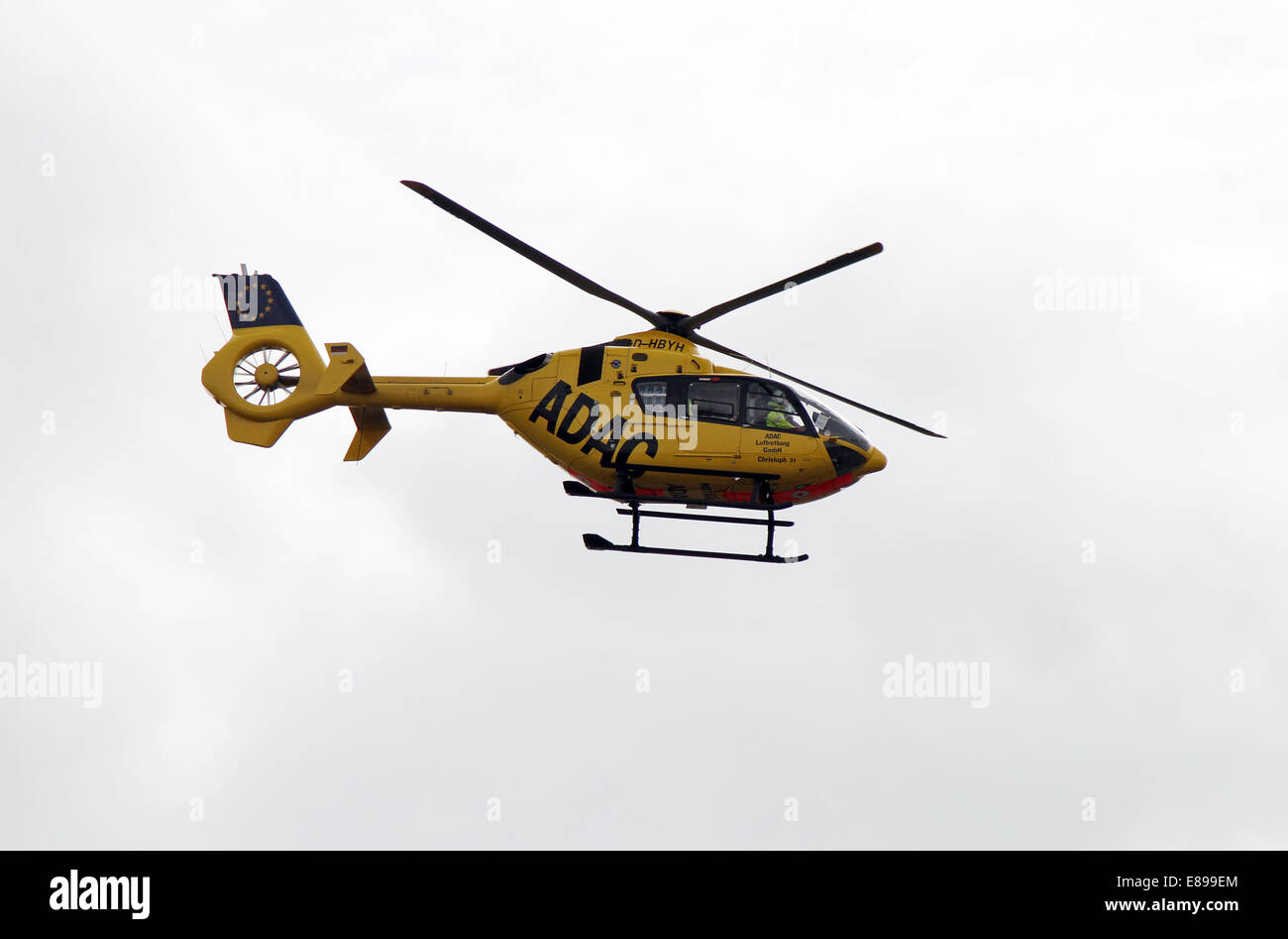 Berlin, Germany, ADAC rescue helicopter Christoph 31 in flight Stock Photo
