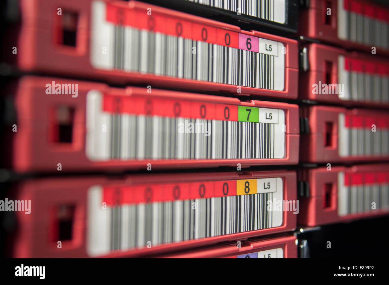 LTO5 Backup Tape Library with barcode numbering Stock Photo Alamy