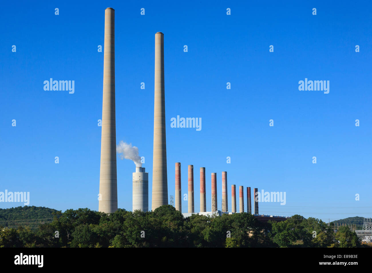 Tennessee Valley Authority Kingston Fossil steam power plant at Kingston Tennessee Stock Photo