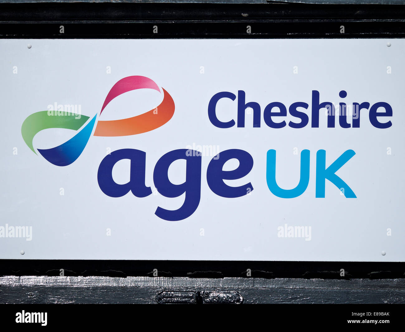 Age concern Cheshire UK sign Stock Photo