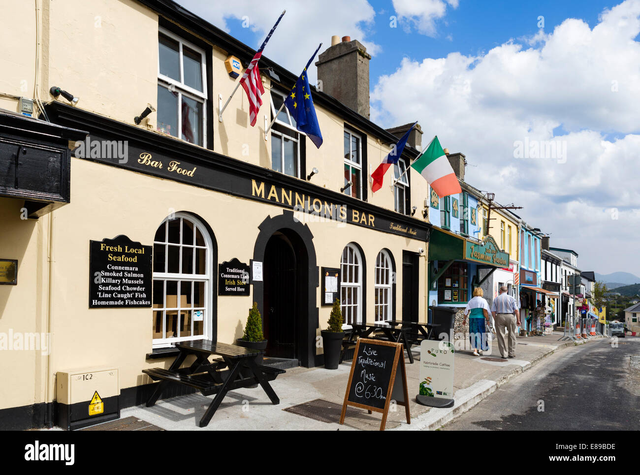 Mannion's Bar on Market Street  in the town centre, Clifden, Connemara, County Galway, Republic of Ireland Stock Photo